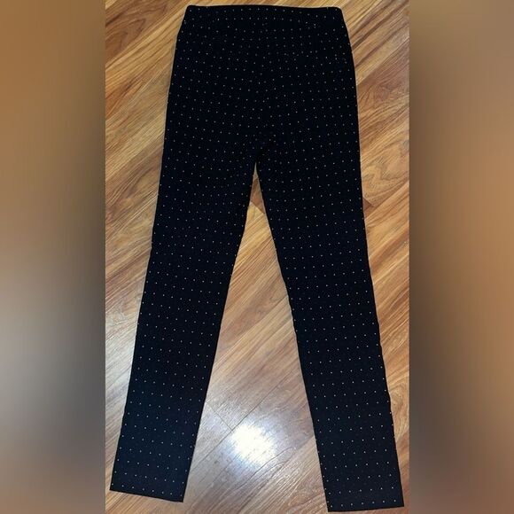 Zara Women's XS Black Tapered Jacquard Micro Dot High Waist Skinny Trousers - Picture 5 of 11